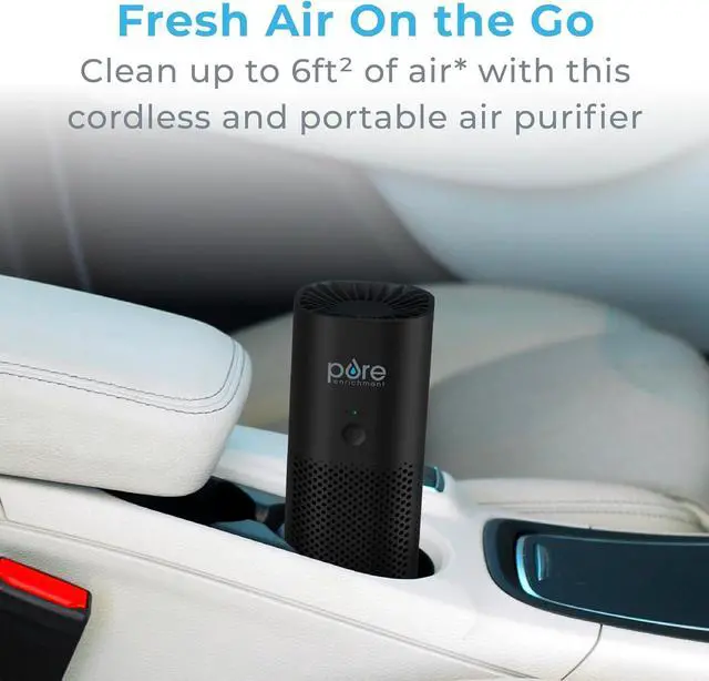Alt view image 2 of 7 - Pure Enrichment® PureZone Mini Portable Air Purifier - Cordless True HEPA Filter Cleans Air & Eliminates 99.97% of Dust, Odors, & Allergens Close to You - Cars, School, & Office (Black)