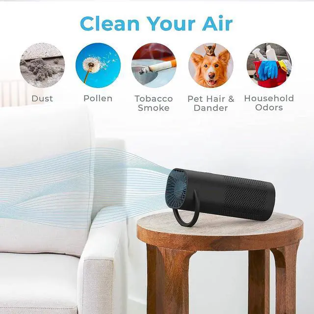 Alt view image 3 of 7 - Pure Enrichment® PureZone Mini Portable Air Purifier - Cordless True HEPA Filter Cleans Air & Eliminates 99.97% of Dust, Odors, & Allergens Close to You - Cars, School, & Office (Black)