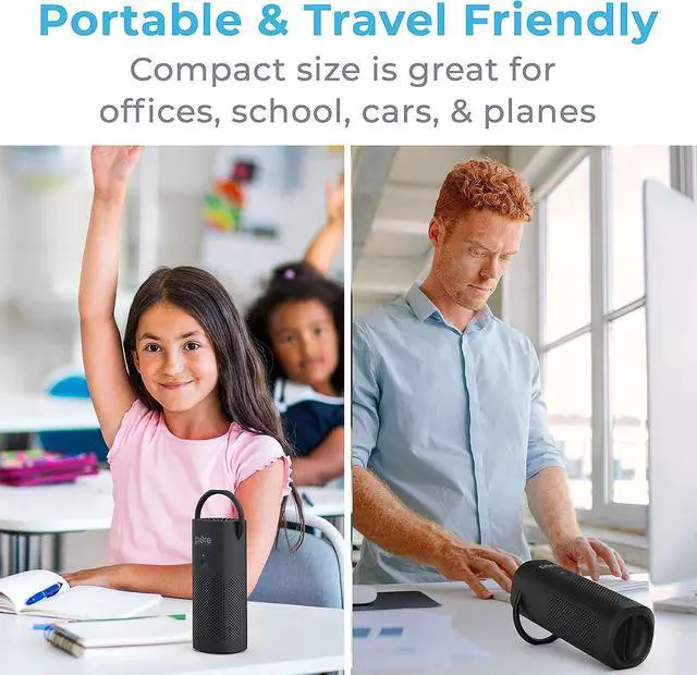 Alt view image 5 of 7 - Pure Enrichment® PureZone Mini Portable Air Purifier - Cordless True HEPA Filter Cleans Air & Eliminates 99.97% of Dust, Odors, & Allergens Close to You - Cars, School, & Office (Black)