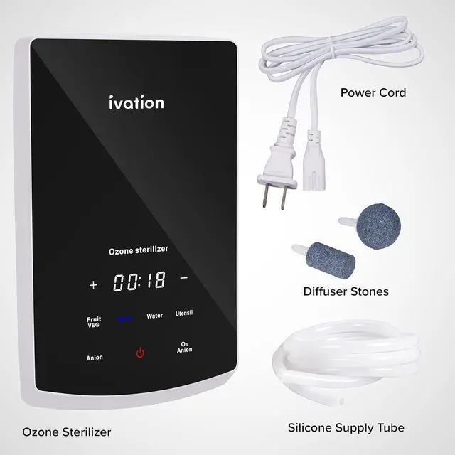 Alt view image 4 of 7 - Ivation Multipurpose Ozone Sterilizer for Air & Water | Portable Home Deodorizing & Disinfecting System with LED Control Panel, Ionizer, Tube & Diffuser Stones | Purify Toothbrushes, Baby Bottles, Etc