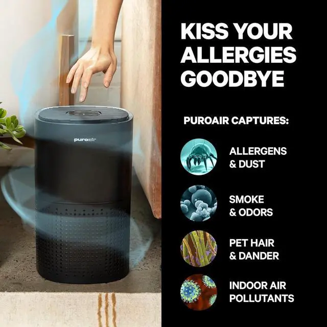 Alt view image 3 of 7 - PuroAir HEPA 14 Air Purifier for Home - Covers 1,115 Sq Ft - Air Purifier for Allergies - For Large Rooms - Filters 99.99% of Pet Dander, Smoke, Allergens, Dust, Odors, Mold
