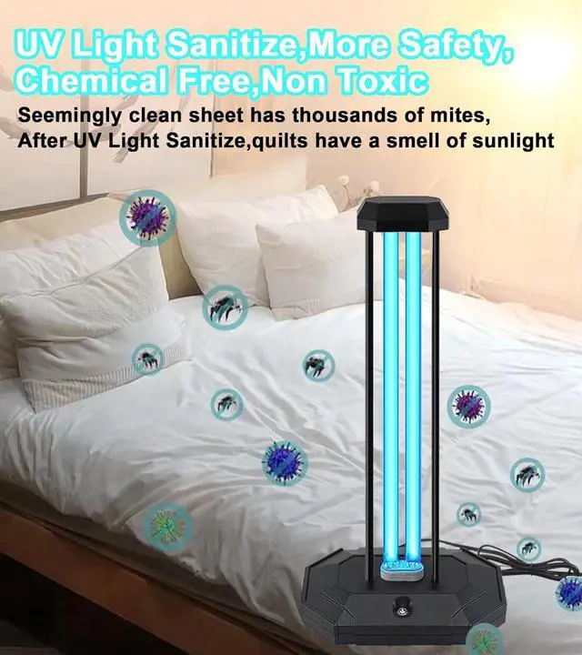 Alt view image 5 of 7 - BAIMNOCM Germicidal UVC Lamp Light 38W UV Light sanitizer Ozone Disinfection lamp with Remote Control Timer for Car/Household/Pet Area