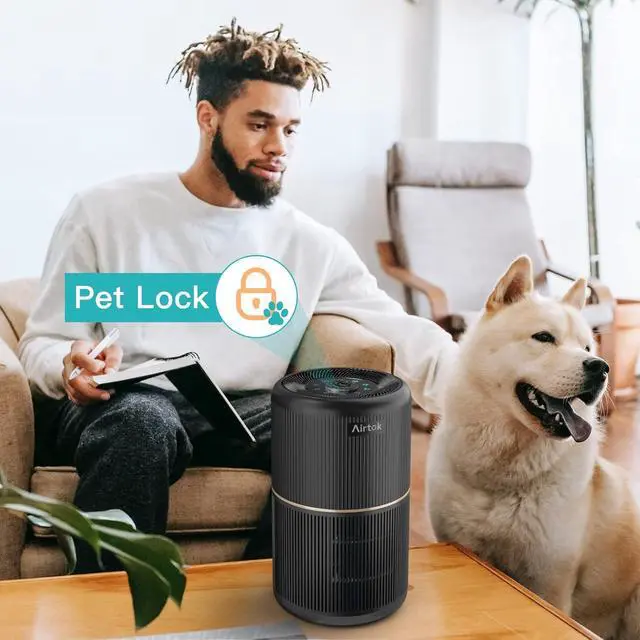 Alt view image 5 of 6 - AIRTOK 2 Pack Air Purifier for Home Bedroom, Office Desktop Air Cleaners with 12pcs Fragrance Sponge, H13 HEPA Filter, 4 Stage Filtration up to 376 sqft Black Available for California