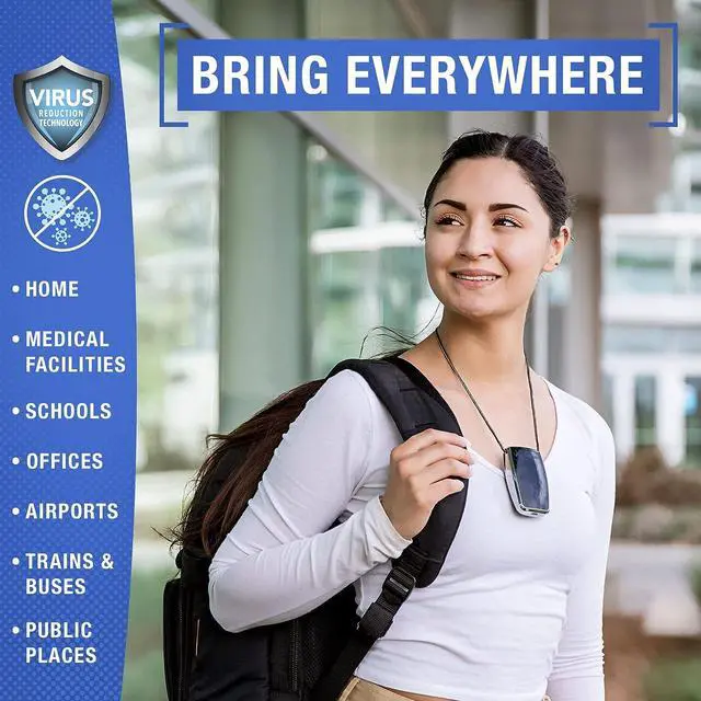 Alt view image 3 of 7 - AirTamer A320 Rechargeable Personal Air Purifier, Proven Performance, Virus and Pollutant Tested*, Black with Leather Travel Case