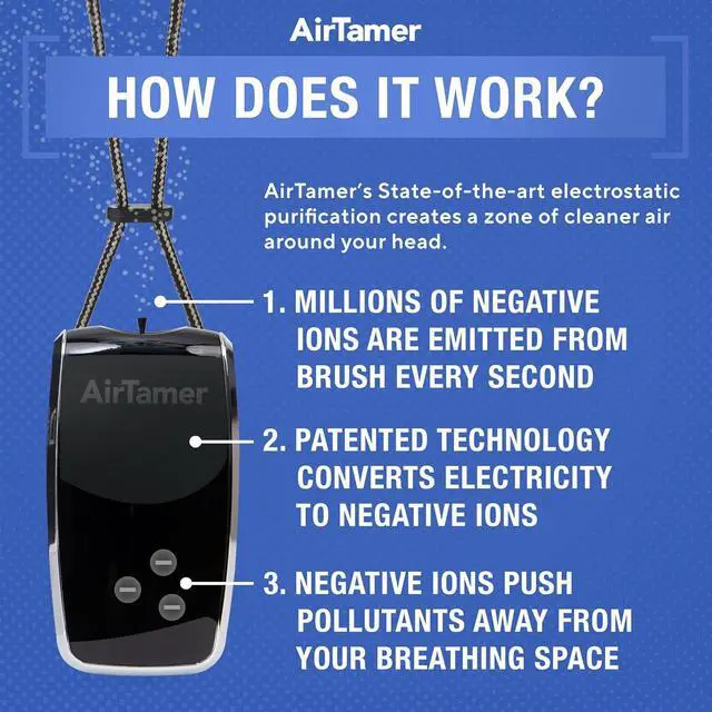 Alt view image 6 of 7 - AirTamer A320 Rechargeable Personal Air Purifier, Proven Performance, Virus and Pollutant Tested*, Black with Leather Travel Case