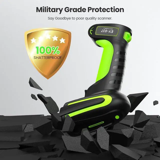 Alt view image 4 of 7 - Eyoyo 2D QR Industrial Barcode Scanner with Wireless Charging Stand, Rugged Heavy Duty & IP65 Waterproof 3-in-1 Bluetooth &Wireless&USB Hands-Free Barcode Reader for Laptop Desktop Tablet Android