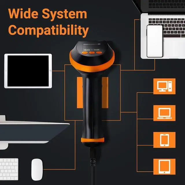 Alt view image 5 of 7 - Barcode Scanner Wireless with Screen: Pro Version 1D 2D QR with Setting Keypad Charging Cradle Works with Bluetooth 2.4G Wireless USB Wired Handheld Bar Code Reader HW0009