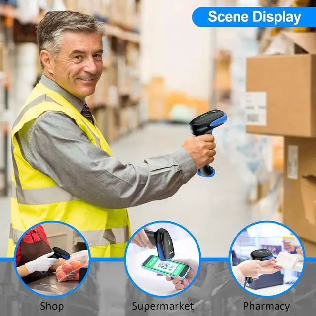 Alt view image 6 of 7 - Symcode Wireless Bluetooth Barcode Scanner,3-in-1 Bluetooth & USB Wired & 2.4G Wireless Barcode Reader Scanner 2D 1D QR Code Automatic Fast Precise Bar Code Scanner for Phone Laptop Tablet