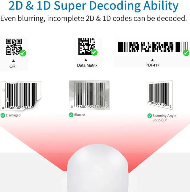 Alt view image 2 of 7 - 1D 2D QR Omnidirectional Hands-Free Automatic Barcode Scanner Reader .Symcode USB Barcode Reader Automatic Image Sensing Barocde Scanner .Capture Barcode from Mobile Phone Screen Barcode Scanner