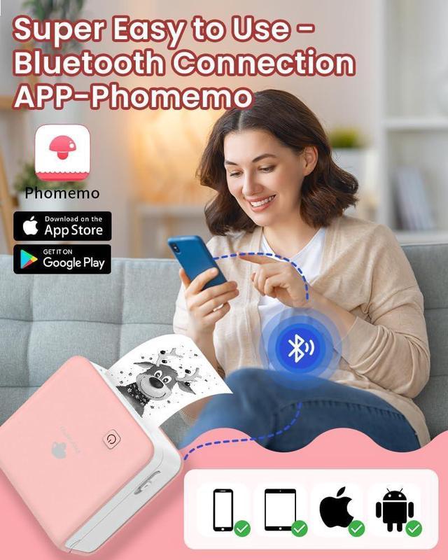 Phomemo 300dpi Mini Photo Printer- M02 Pro Pocket Thermal Bluetooth Printer  Compatible with iOS and Android, for Photo Printing, Plan Journal, DIY