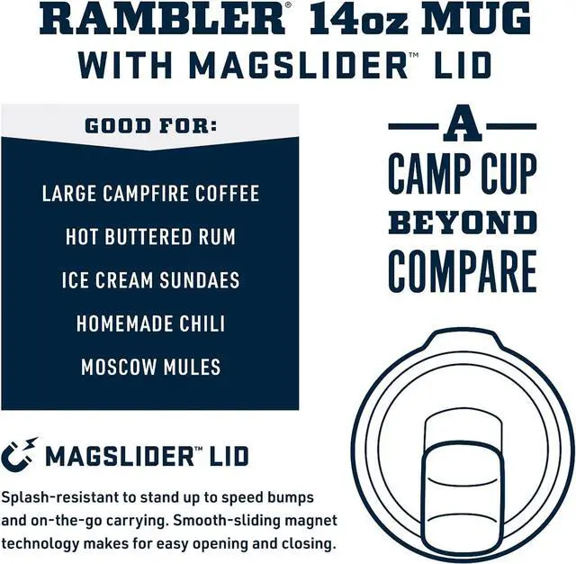 Alt view image 3 of 7 - YETI Rambler 14 oz Stackable Mug, Vacuum Insulated, Stainless Steel with MagSlider Lid