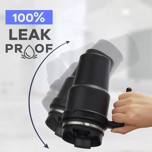 Alt view image 6 of 7 - ALOUFEA 20 oz Insulated Coffee Mug Tumbler with Handle, Stainless Steel Travel Mug Tumbler with Lid and Straw,Double Wall Vacuum Leak Proof Ice Coffee Thermal Cup, Indigo Black