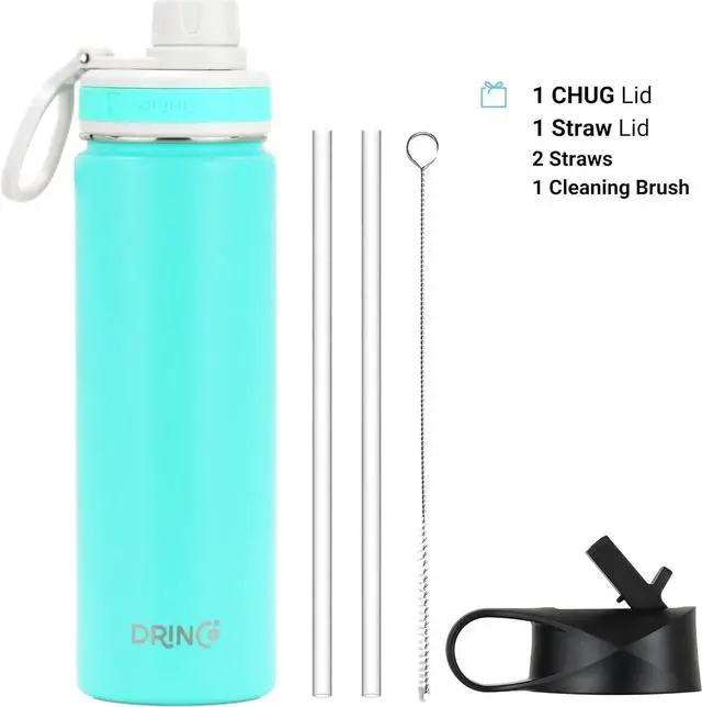 Alt view image 3 of 6 - DRINCO Stainless Steel Water Bottle Spout Lid Vacuum Insulated Double Wall Water Bottle Wide Mouth (40oz 32oz 22oz 18oz 14oz) Leak Proof Keep Cold Sport Camping Hiking (22 oz, 22oz Teal)