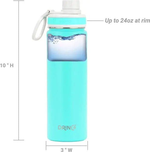Alt view image 6 of 6 - DRINCO Stainless Steel Water Bottle Spout Lid Vacuum Insulated Double Wall Water Bottle Wide Mouth (40oz 32oz 22oz 18oz 14oz) Leak Proof Keep Cold Sport Camping Hiking (22 oz, 22oz Teal)
