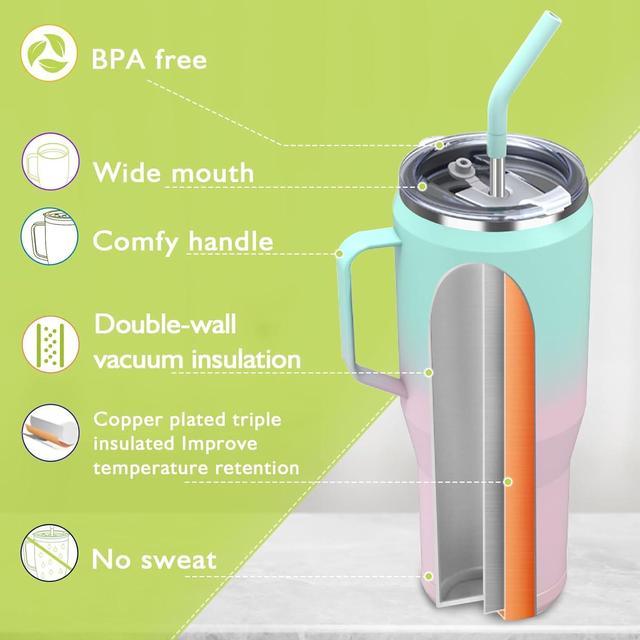 Hydraful 50 oz Tumbler with Handle and Straw, Insulated Stainless Steel  Large Leak Proof travel Cup,…See more Hydraful 50 oz Tumbler with Handle  and