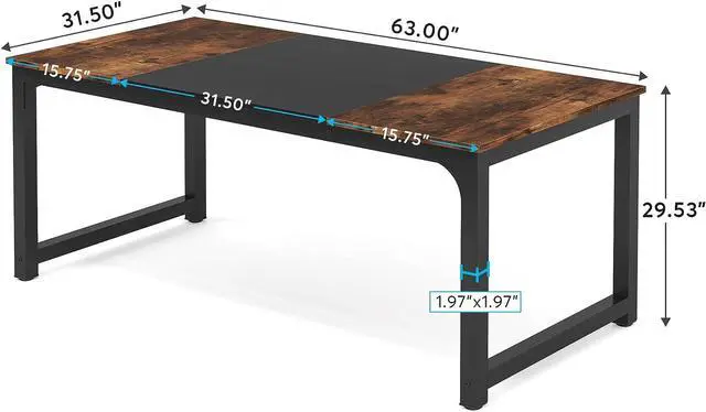 Alt view image 2 of 7 - Tribesigns Modern Computer Desk, 63 x 31.5 inch Large Office Desk Computer Table Study Writing Desk Workstation for Home Office, Vintage Black Metal Frame