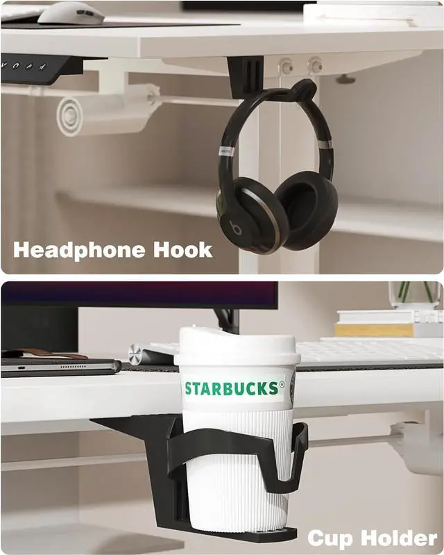 Alt view image 7 of 7 - Electric Standing Desk 63 Inch, Ergonomic Height Adjustable Table with T-Shaped Metal Bracket Modern Computer Workstations for Home Office, White, 63 x 24 Inches