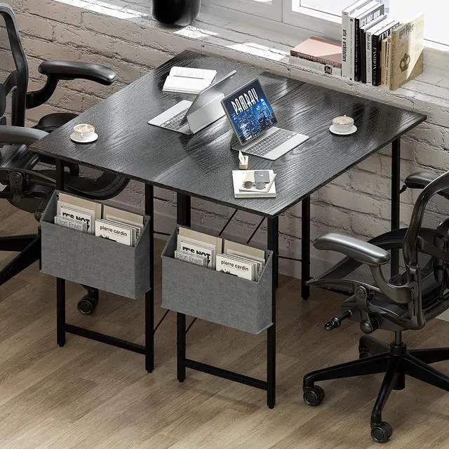 Alt view image 4 of 6 - Pamray 32 Inch Computer Desk for Small Spaces with Storage Bag, Home Office Work Desk with Headphone Hook, Small Office Desk Study Writing Table