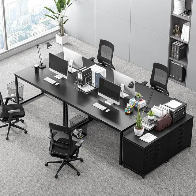 Alt view image 5 of 7 - SUPER DEAL Computer Desk 47 Inch Modern Sturdy Office Desk PC Laptop Notebook Simple Writing Table for Home Office Workstation, Black