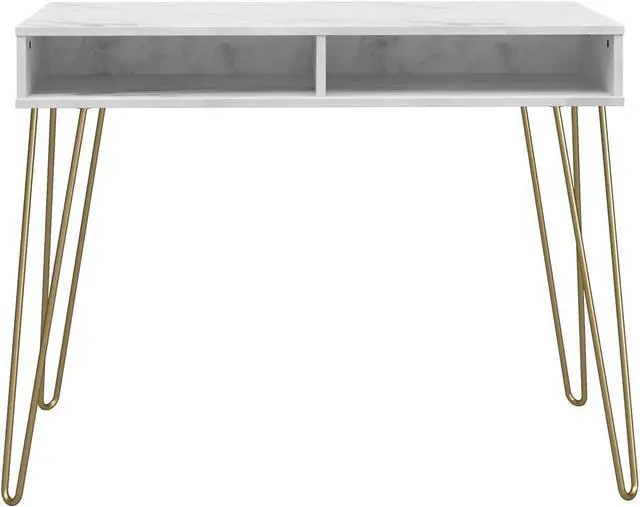 Alt view image 7 of 7 - Novogratz Athena Computer Desk with Storage, White Marble