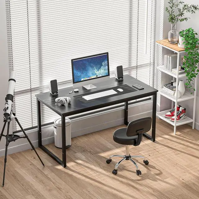 Alt view image 2 of 7 - SUPER DEAL Computer Desk 47 Inch Modern Sturdy Office Desk PC Laptop Notebook Simple Writing Table for Home Office Workstation, Black