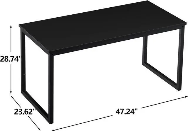 Alt view image 3 of 7 - SUPER DEAL Computer Desk 47 Inch Modern Sturdy Office Desk PC Laptop Notebook Simple Writing Table for Home Office Workstation, Black