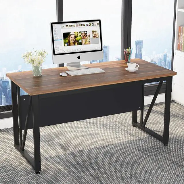 Alt view image 5 of 7 - Tribesigns 55 inches Executive Desk and 43" lateral File Cabinet, L-Shaped Computer Desk Home Office Furniture with Drawers and Storage Shelves, Office Table with Cabinet (Walnut, 55)