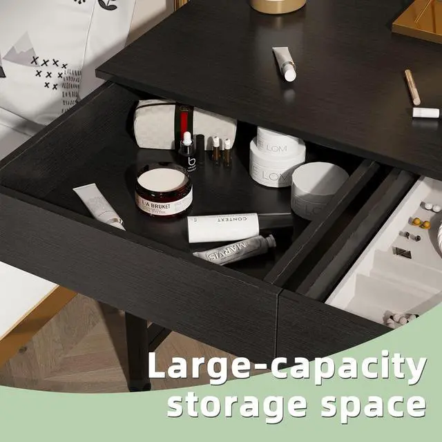 Alt view image 6 of 7 - CAIYUN Computer Desk with Drawers, 39.4 Desks for Home Office with Storage, Small Computer Gaming Desk for Small Spaces, Desk Table for Office, Work, Kids Study, Student, Black
