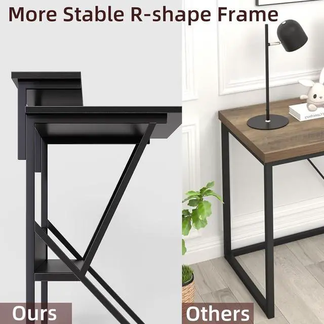 Alt view image 5 of 7 - COTUBLR 27.5" Computer Desk for Small Spaces, Computer Desk with Adjustable Monitor Stand Shelves, Compact Desk with Storage, Tiny Desk Study Desk for Bedroom Home Office Study Room