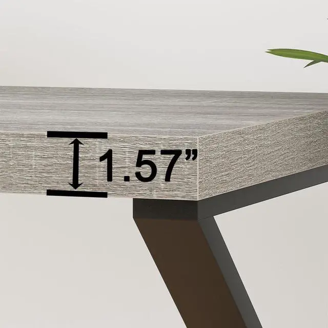 Alt view image 4 of 7 - HSH Gray Computer Desk, Industrial Wood and Metal Home Office Desk, Farmhouse Rustic PC Laptop Desk for Executive Work Writing Study Gaming, Modern Simple Bedroom Computer Table, Light Grey Oak, 55 In