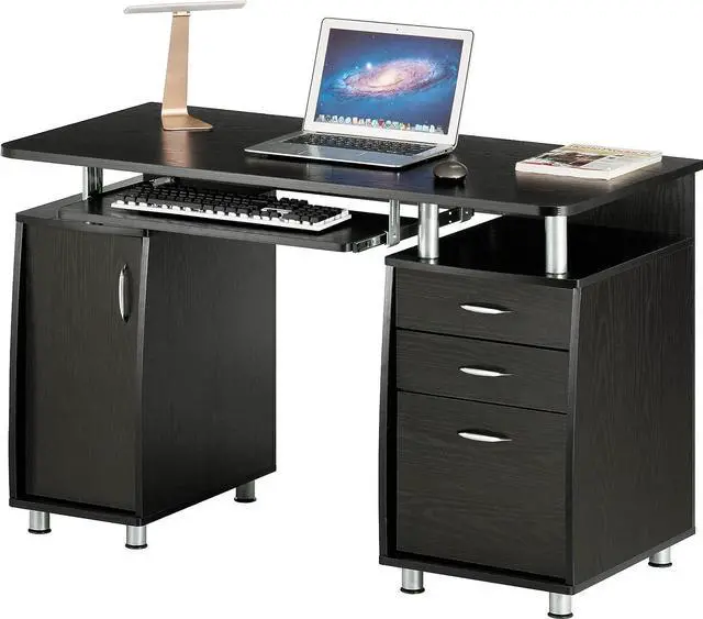 Main image of Techni Mobili 47.25" Ergonomic Computer Drawers & File Cabinet for Home Office Storage, Espresso Writing Desk