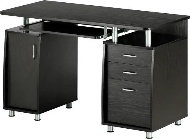 Alt view image 5 of 7 - Techni Mobili 47.25" Ergonomic Computer Drawers & File Cabinet for Home Office Storage, Espresso Writing Desk