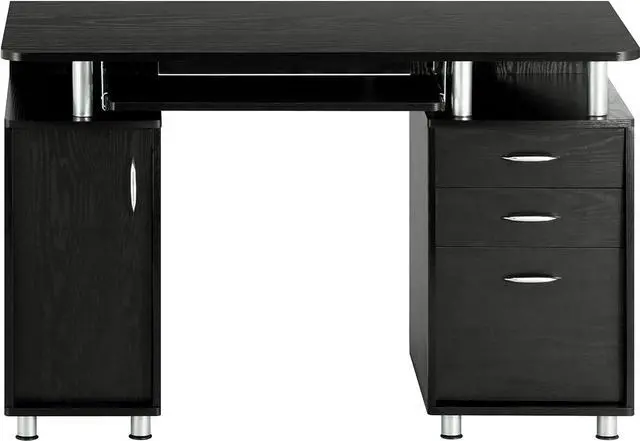 Alt view image 6 of 7 - Techni Mobili 47.25" Ergonomic Computer Drawers & File Cabinet for Home Office Storage, Espresso Writing Desk
