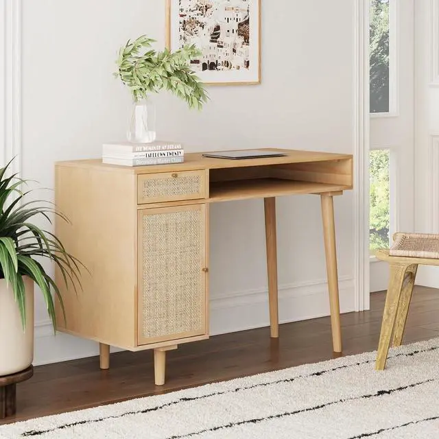 Main image of Nathan James Jacklyn Modern Home Office Writing Desk, Natural Brown