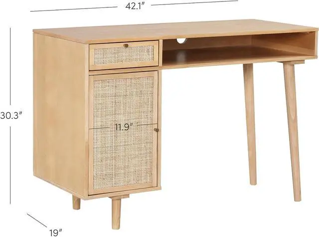 Alt view image 2 of 6 - Nathan James Jacklyn Modern Home Office Writing Desk, Natural Brown