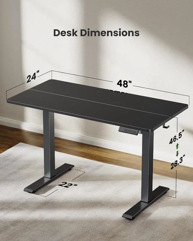 Alt view image 3 of 6 - Marsail Electric Standing Desk Adjustable Height, 48 x 24 Inch Sit Stand up Desk for Home Office Furniture Computer Desk with 3 Memory Presets, Headphone Hook, Black