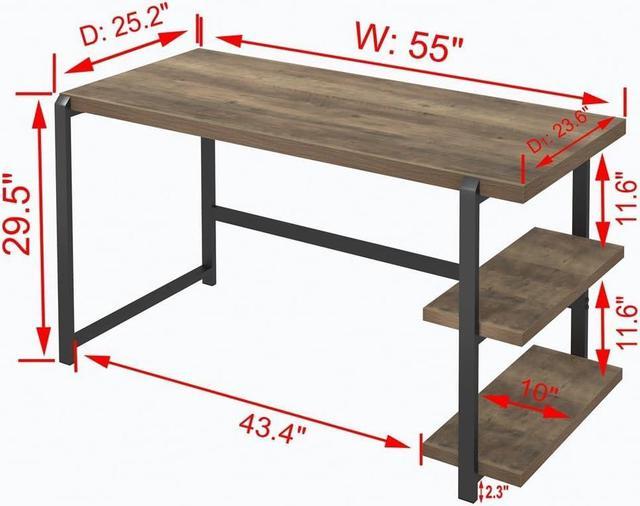 FOLUBAN Computer Desk, Home Office Desk with 2 Storage Shelves on Left or  Right, Modern Writing Desk, Simple Wooden Study Table, Oak 55.1 inch.