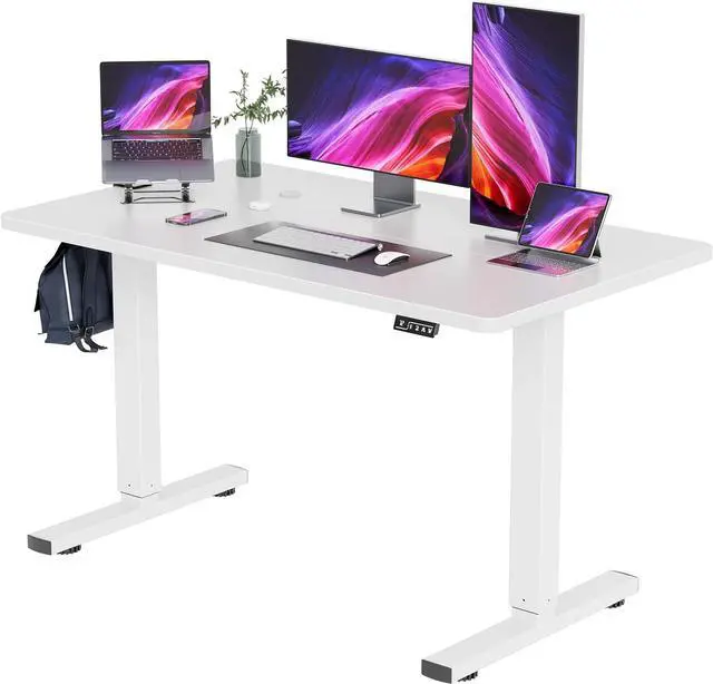 Main image of YESHOMY Height Adjustable Electric Standing Desk 55 inch Computer Table, Home Office Workstation, 55in, White Leg/White Top