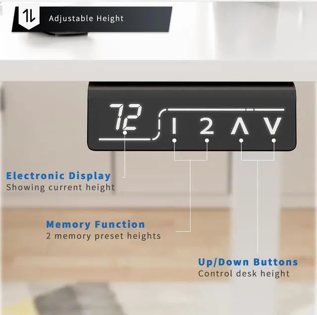 Alt view image 6 of 7 - YESHOMY Height Adjustable Electric Standing Desk 55 inch Computer Table, Home Office Workstation, 55in, White Leg/White Top