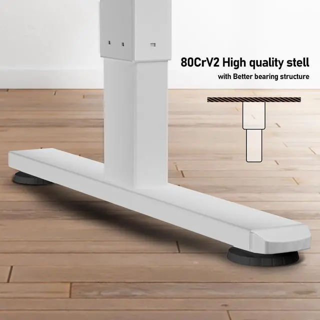 Alt view image 7 of 7 - JUNHEDAMAI Electric Height Adjustable Standing Desk, 55 * 24 Inch Sit Stand Up Desk, Ergonomic Computer Desk with 2 Headphone Hook for Home Office Sturdy Writing Workstation, Gaming Room