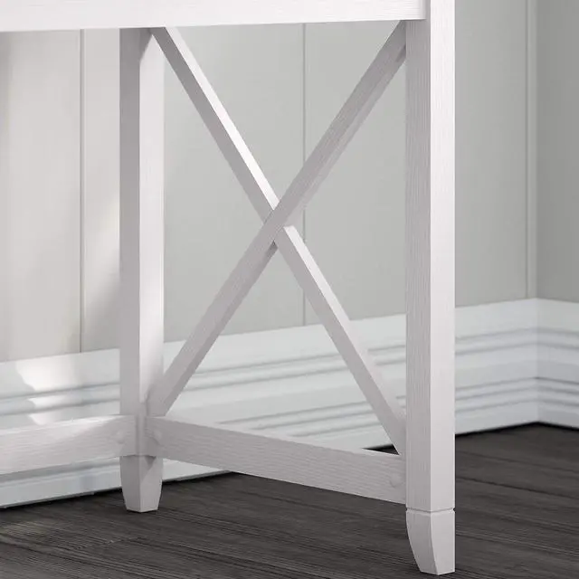 Alt view image 6 of 6 - Bush Furniture Key West Computer Desk with Storage | Small for Home Office | Modern Farmhouse, 54W, Pure White Oak