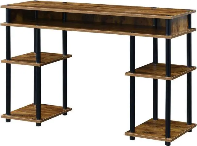 Main image of Convenience Concepts Designs2Go No Tools Student Contemporary Office Desk and Vanity with Shelves, 47.25" L x 15.75" W x 30" H, Barnwood/Black
