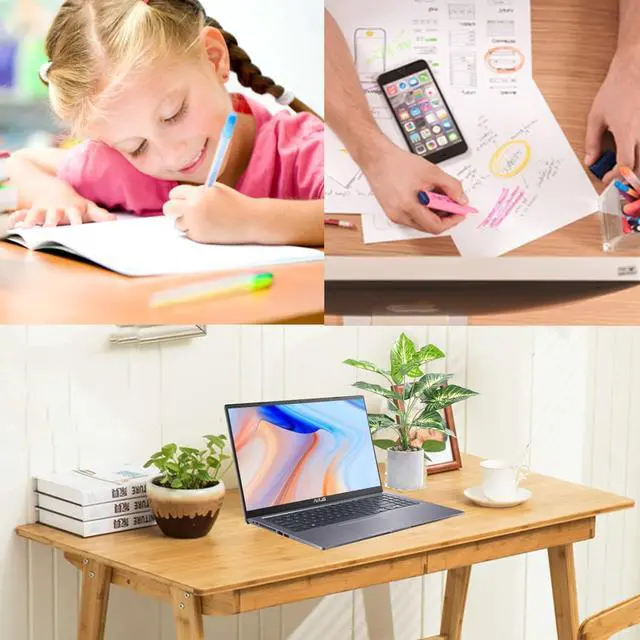 Alt view image 7 of 7 - Dicunoy Computer Desk with 2 Drawers, 46" Solid Bamboo Home Office Writing Desk for Small Space, Compact Simple Tables with Gap Design and Hook for PC, Laptop, Students, Study, Makeup, Bedroom