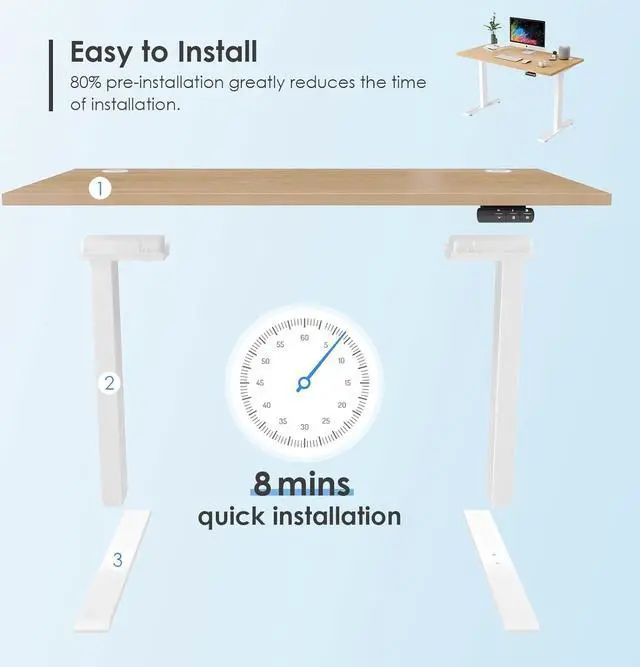 Alt view image 6 of 7 - Sunon Smart Advanced Standing Desk, Dual Motor Electric Adjustable Height Desk for Home Office, Sit to Stand Desk Laptop Computer Writing Office Desks & Workstations with 3 Pre-Set and USB Port 48