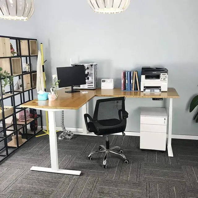 Alt view image 2 of 7 - VWINDESK 72 x 30 x 1 Inch 100% Solid Bamboo Desk Table Top Only,for Standing Desk Home Office Desk with 60mm Grommets(Right Angle)
