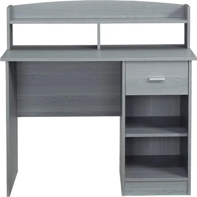 Alt view image 6 of 7 - Techni Mobili Modern Office Hutch Writing Desk, Grey