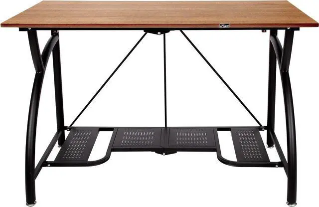Main image of Origami Folding Computer Desk for Office Study Students Bedroom Home Gaming and Craft - Space Saving Foldable Desk Table, Fits Dual Monitors and Laptop, Collapsible, No Assembly Required (Wood, Large)