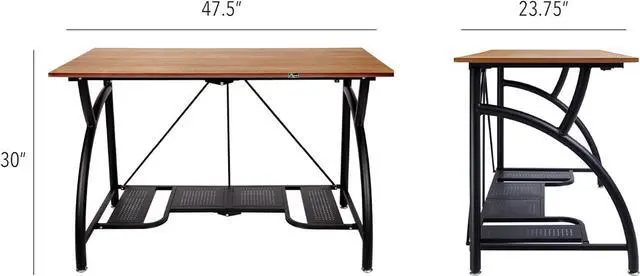 Alt view image 3 of 7 - Origami Folding Computer Desk for Office Study Students Bedroom Home Gaming and Craft - Space Saving Foldable Desk Table, Fits Dual Monitors and Laptop, Collapsible, No Assembly Required (Wood, Large)