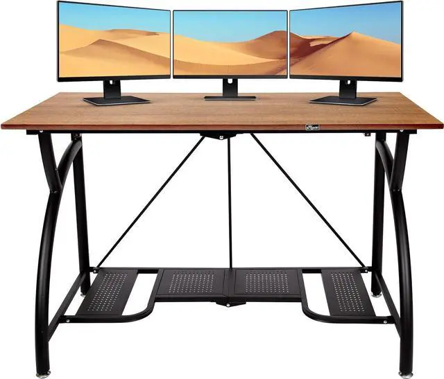 Alt view image 4 of 7 - Origami Folding Computer Desk for Office Study Students Bedroom Home Gaming and Craft - Space Saving Foldable Desk Table, Fits Dual Monitors and Laptop, Collapsible, No Assembly Required (Wood, Large)