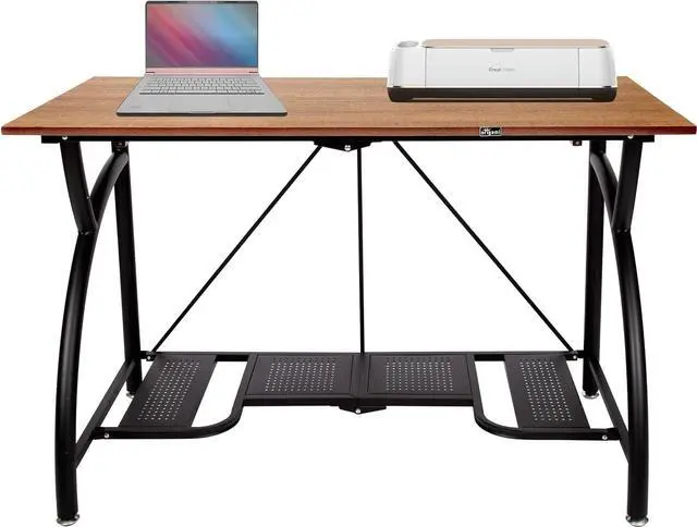Alt view image 7 of 7 - Origami Folding Computer Desk for Office Study Students Bedroom Home Gaming and Craft - Space Saving Foldable Desk Table, Fits Dual Monitors and Laptop, Collapsible, No Assembly Required (Wood, Large)